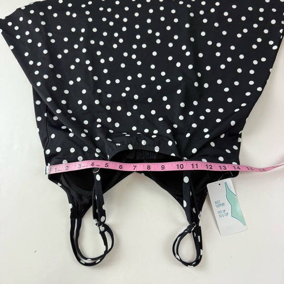 Swim Solutions Tankini Top 8 Black Polka Dot Bust Support D Cup - Princess Seam - Picture 8 of 9